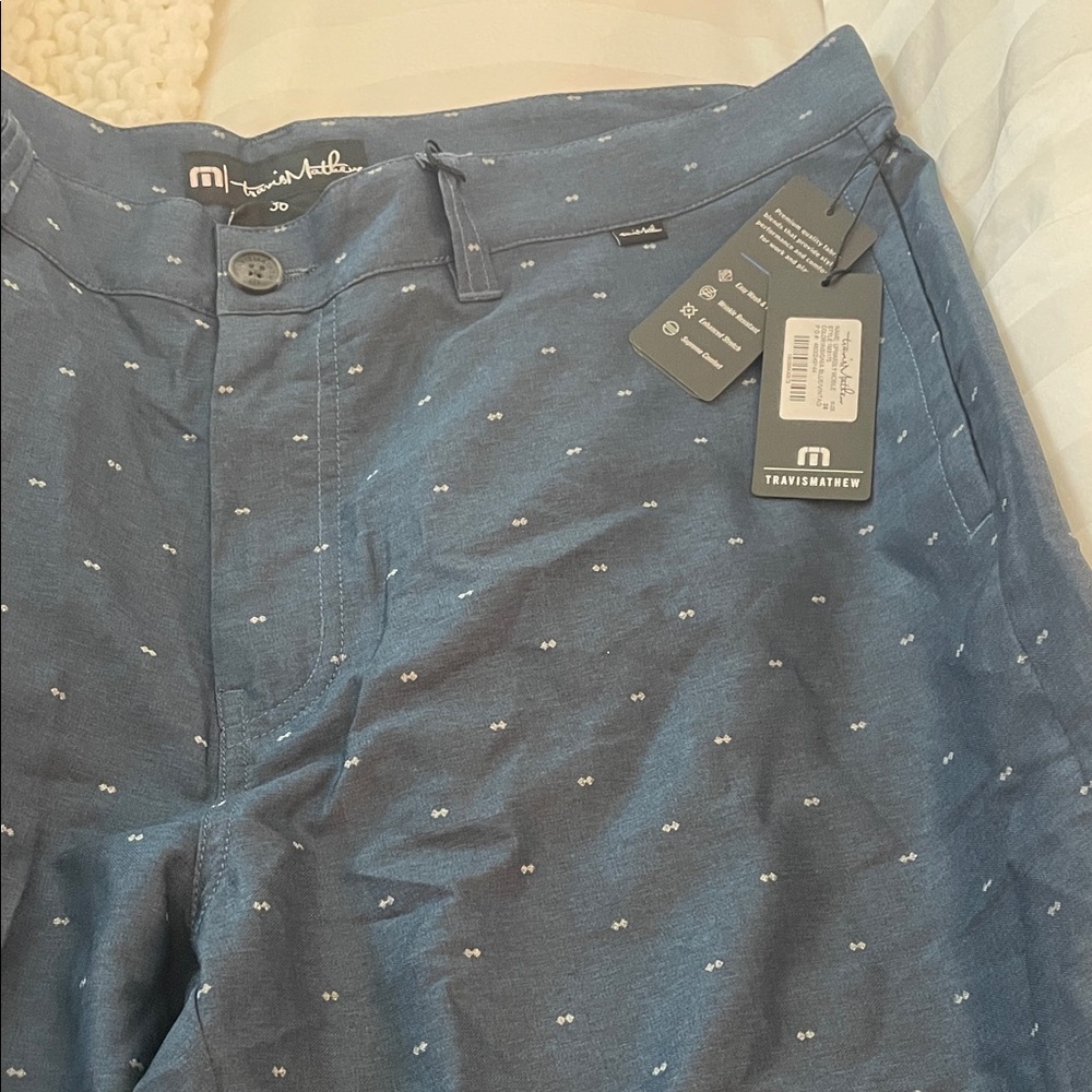 TravisMathew Blue Patterned golf Shorts